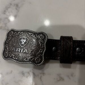 Toddler/Boys Ariat Dark Brown Belt with Decorative Silver Buckle